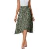 imageLYANER Womens Floral Print Wrap Front Self Tie Knot Ruffle Hem Split Midi SkirtGreen