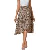 imageLYANER Womens Floral Print Wrap Front Self Tie Knot Ruffle Hem Split Midi SkirtKhaki