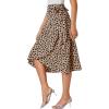 imageLYANER Womens Floral Print Wrap Front Self Tie Knot Ruffle Hem Split Midi SkirtKhaki