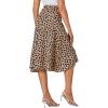 imageLYANER Womens Floral Print Wrap Front Self Tie Knot Ruffle Hem Split Midi SkirtKhaki