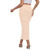 imageLYANER Womens High Waist Stretchy Split Slit Hem Rib Knit Bodycon Midi SkirtBeige