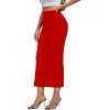 imageLYANER Womens High Waist Stretchy Split Slit Hem Rib Knit Bodycon Midi SkirtRed