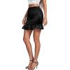 imageLYANER Womens Satin Ruffle Hem High Waist Fishtail Bodycon Mini Short SkirtBlack