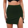 imageLYANER Womens Sexy Slit Slit Hem Stretchy Waist Bodycon Short Skirts Green Medium