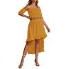 imageLYANER Womens Two Piece Outfits Off Shoulder Crop Top and High Low Skirt Sets Ginger Large