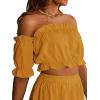 imageLYANER Womens Two Piece Outfits Off Shoulder Crop Top and High Low Skirt Sets Ginger Large