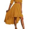 imageLYANER Womens Two Piece Outfits Off Shoulder Crop Top and High Low Skirt Sets Ginger Large