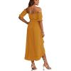 imageLYANER Womens Two Piece Outfits Off Shoulder Crop Top and High Low Skirt Sets Ginger Large