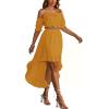 imageLYANER Womens Two Piece Outfits Off Shoulder Crop Top and High Low Skirt Sets Ginger Large