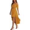 imageLYANER Womens Two Piece Outfits Off Shoulder Crop Top and High Low Skirt Sets Ginger Large