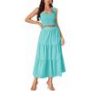 imageLYANER Womens 2 Piece Outfits Sleeveless Crop Top and High Waist Midi Skirt Set With PocketsAzure