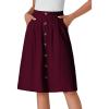 imageLYANER Womens Button Front Hight Waist Aline Loose Work Midi Skirt with Pocket Wine Red XLarge