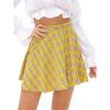 imageLYANER Womens Cute Plaid High Waist Above Knee Aline Skater Mini Short SkirtYellow