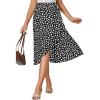 imageLYANER Womens Floral Print Wrap Front Self Tie Knot Ruffle Hem Split Midi SkirtBlack
