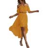 imageLYANER Womens Two Piece Outfits Off Shoulder Crop Top and High Low Skirt Sets Ginger Large