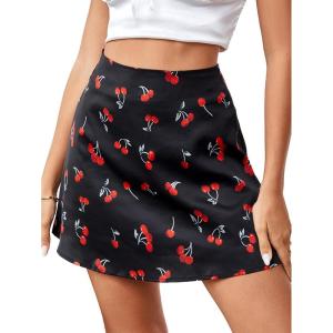 imageLYANER Womens Casual Satin Silk Side Zipper High Waist Mini Short Skirt with LiningCherry Black