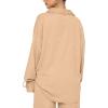 imageLYANER Womens 2 Piece Outfits Button Down Long Sleeve Shirt and Wide Leg Pants SetBeige