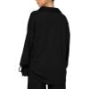 imageLYANER Womens 2 Piece Outfits Button Down Long Sleeve Shirt and Wide Leg Pants SetBlack