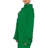 imageLYANER Womens 2 Piece Outfits Button Down Long Sleeve Shirt and Wide Leg Pants SetGreen