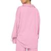 imageLYANER Womens 2 Piece Outfits Button Down Long Sleeve Shirt and Wide Leg Pants SetLight Pink