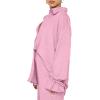 imageLYANER Womens 2 Piece Outfits Button Down Long Sleeve Shirt and Wide Leg Pants SetLight Pink