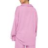 imageLYANER Womens 2 Piece Outfits Button Down Long Sleeve Shirt and Wide Leg Pants SetPink