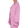 imageLYANER Womens 2 Piece Outfits Button Down Long Sleeve Shirt and Wide Leg Pants SetPink