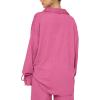 imageLYANER Womens 2 Piece Outfits Button Down Long Sleeve Shirt and Wide Leg Pants SetPlain Rose