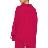 imageLYANER Womens 2 Piece Outfits Button Down Long Sleeve Shirt and Wide Leg Pants SetRose