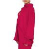 imageLYANER Womens 2 Piece Outfits Button Down Long Sleeve Shirt and Wide Leg Pants SetRose