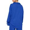 imageLYANER Womens 2 Piece Outfits Button Down Long Sleeve Shirt and Wide Leg Pants SetRoyal Blue
