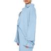 imageLYANER Womens 2 Piece Outfits Button Down Long Sleeve Shirt and Wide Leg Pants SetSky Blue