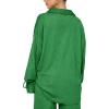 imageLYANER Womens 2 Piece Outfits Button Down Long Sleeve Shirt and Wide Leg Pants SetSolid Green