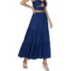 imageLYANER Womens 2 Piece Outfits Dress Twist Cut Out Tube Crop Top and Ruffle Maxi Skirt SetNavy Blue