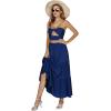 imageLYANER Womens 2 Piece Outfits Dress Twist Cut Out Tube Crop Top and Ruffle Maxi Skirt SetNavy Blue
