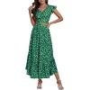 imageLYANER Womens Boho 2 Piece Outfits Polka Dots V Neck Crop Top and Elastic Waist Skirt SetsPoint Green