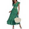 imageLYANER Womens Boho 2 Piece Outfits Polka Dots V Neck Crop Top and Elastic Waist Skirt SetsPoint Green