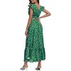 imageLYANER Womens Boho 2 Piece Outfits Polka Dots V Neck Crop Top and Elastic Waist Skirt SetsPoint Green
