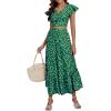 imageLYANER Womens Boho 2 Piece Outfits Polka Dots V Neck Crop Top and Elastic Waist Skirt SetsPoint Green