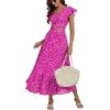 imageLYANER Womens Boho 2 Piece Outfits Polka Dots V Neck Crop Top and Elastic Waist Skirt SetsPoint Rose