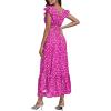 imageLYANER Womens Boho 2 Piece Outfits Polka Dots V Neck Crop Top and Elastic Waist Skirt SetsPoint Rose