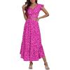 imageLYANER Womens Boho 2 Piece Outfits Polka Dots V Neck Crop Top and Elastic Waist Skirt SetsPoint Rose