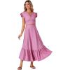 imageLYANER Womens Boho 2 Piece Outfits Polka Dots V Neck Crop Top and Elastic Waist Skirt SetsSolid Pink