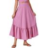 imageLYANER Womens Boho 2 Piece Outfits Polka Dots V Neck Crop Top and Elastic Waist Skirt SetsSolid Pink