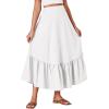 imageLYANER Womens Boho 2 Piece Outfits Polka Dots V Neck Crop Top and Elastic Waist Skirt SetsSolid White