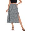 imageLYANER Womens Boho Floral Printed High Waist Split A Line Midi Skirt with ZipperBlack