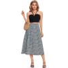 imageLYANER Womens Boho Floral Printed High Waist Split A Line Midi Skirt with ZipperBlack