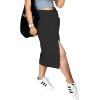 imageLYANER Womens Casual Draped Ruched Front High Waist Split Slit Hem Midi SkirtBlack