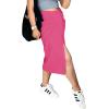 imageLYANER Womens Casual Draped Ruched Front High Waist Split Slit Hem Midi SkirtRose