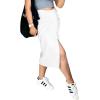 imageLYANER Womens Casual Draped Ruched Front High Waist Split Slit Hem Midi SkirtSolid White
